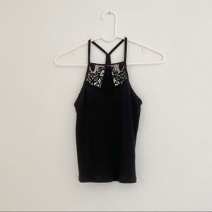 Aeropostale Black Floral Lace Tank Top